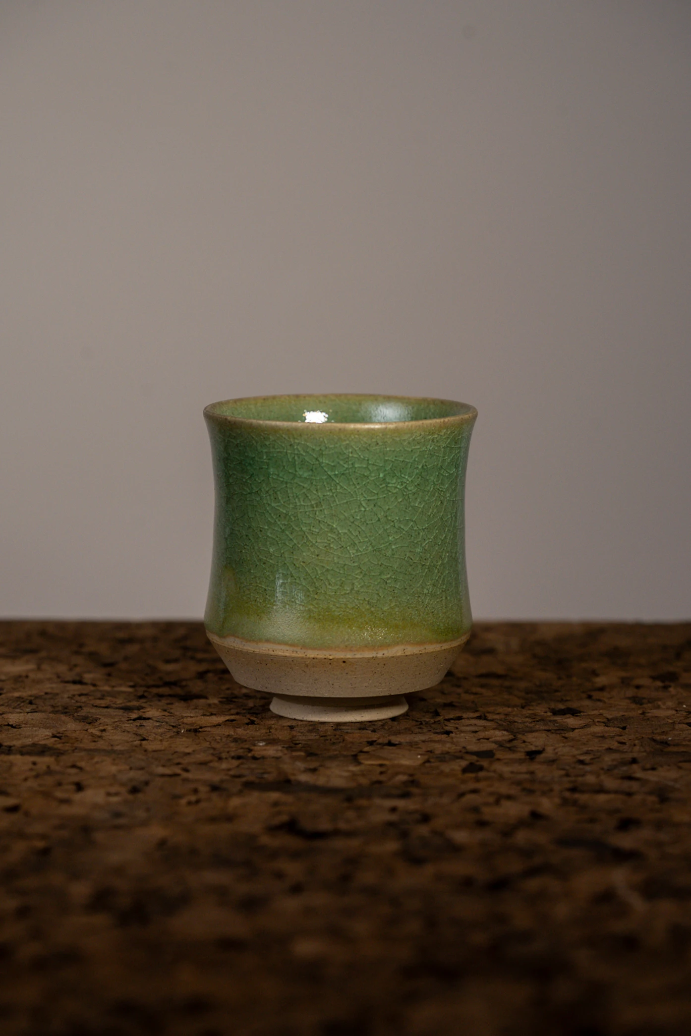 Green Crackle Cup IV — stoneware cup in green crackle glaze, photograph 1 of 3