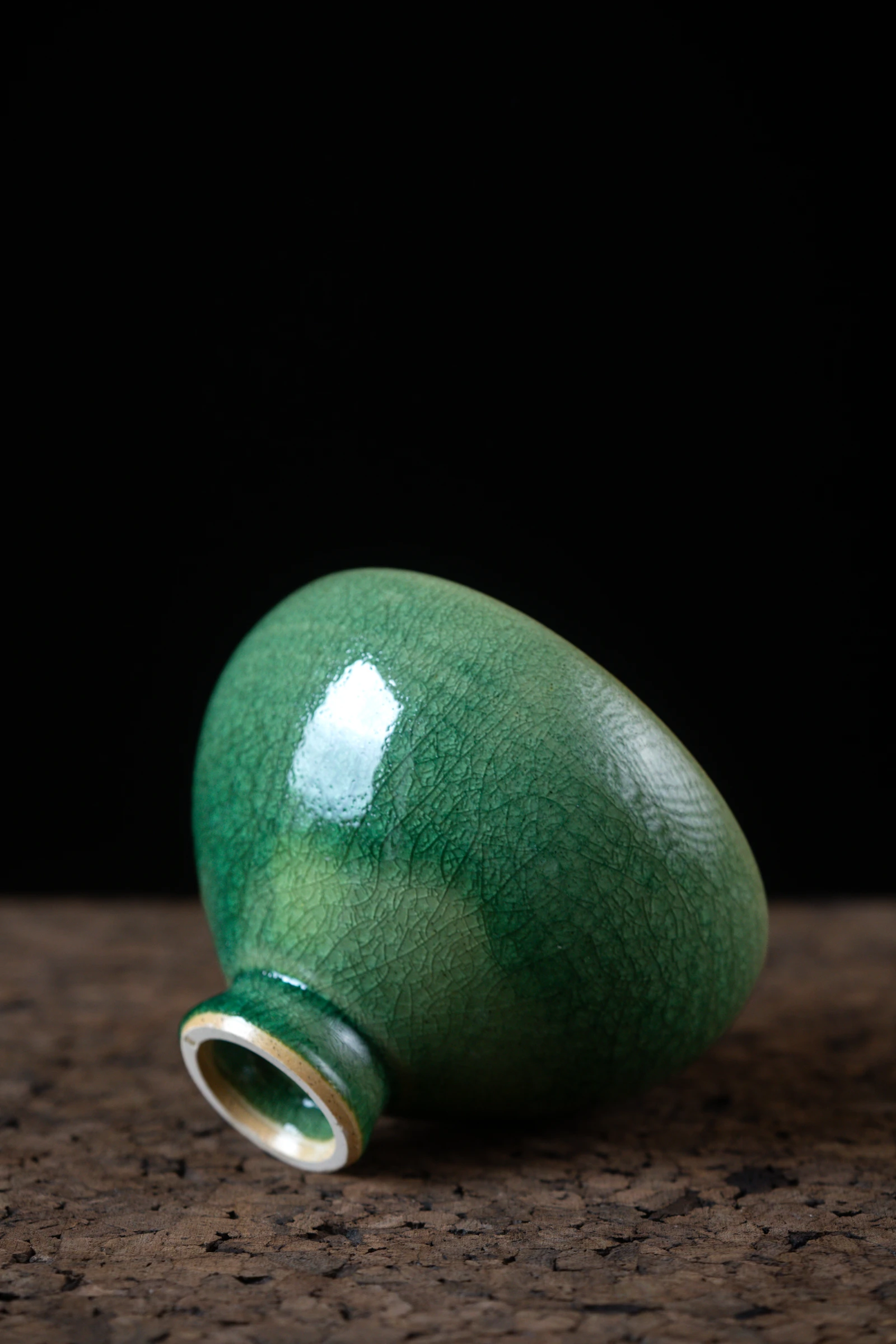 Deep green crackle bowl