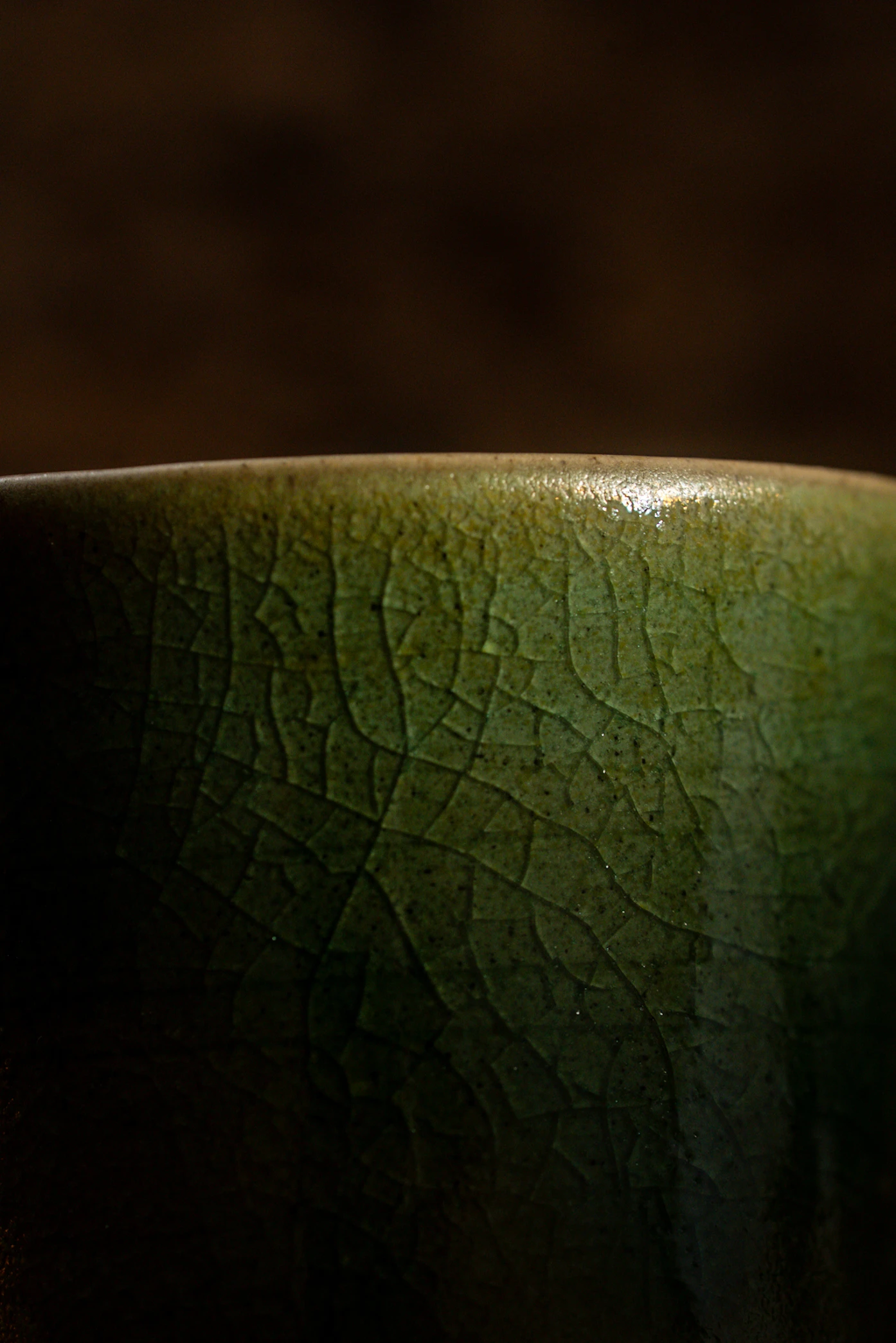 Green Crackle Cup I — stoneware cup in green crackle glaze, photograph 2 of 3
