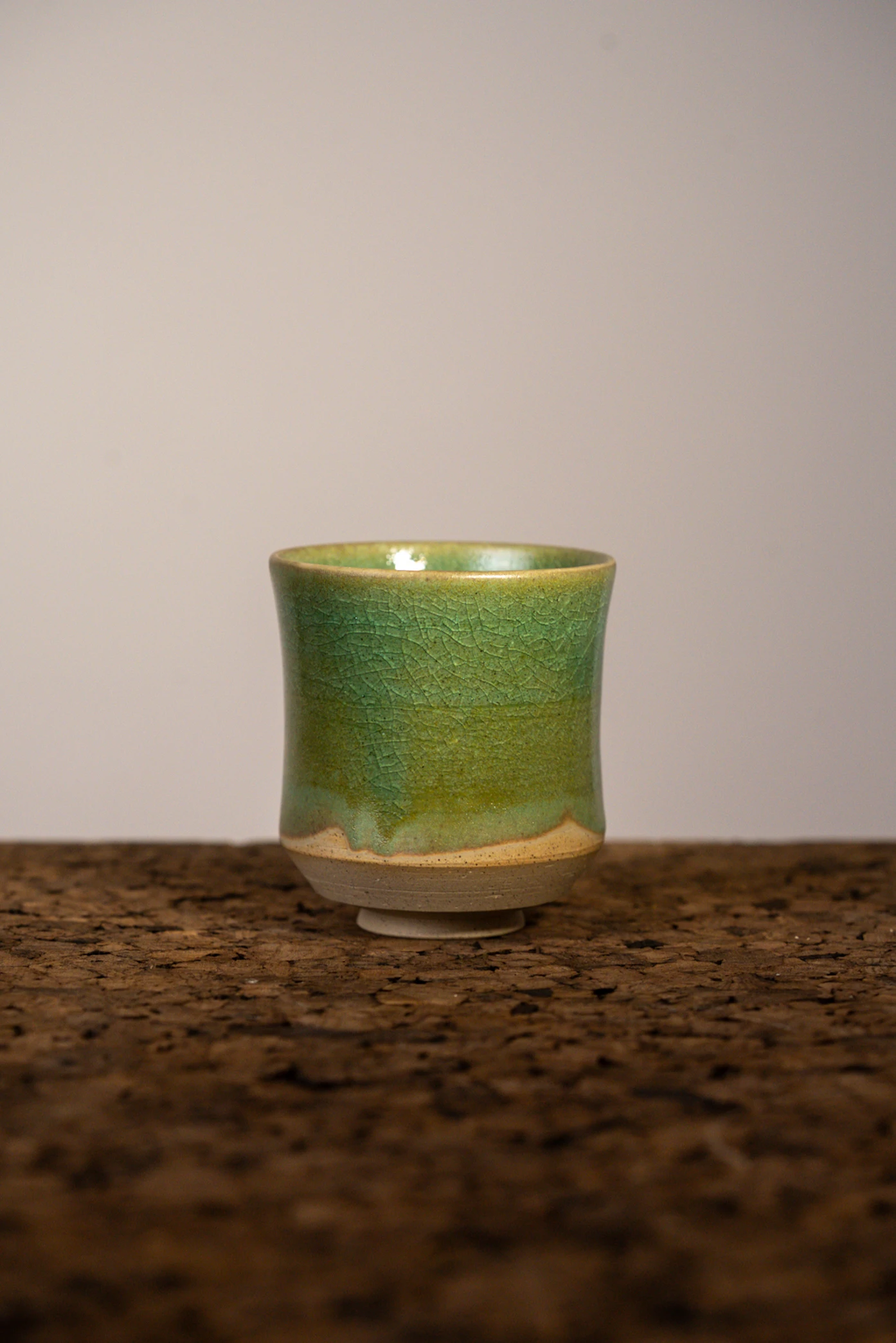 Green Crackle Cup I — stoneware cup in green crackle glaze, photograph 1 of 3